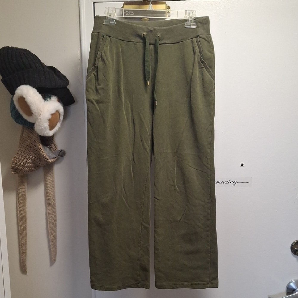 Ralph Lauren Olive Green Wide Leg Sweatpants Sz S